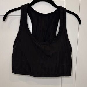 all in motion Black Ribbed Racerback Crop Tank